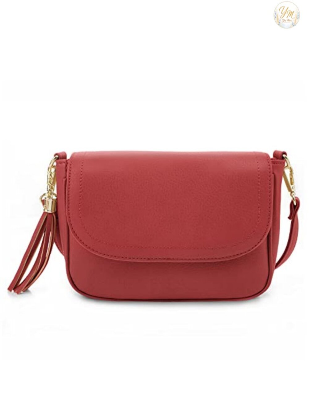 Small Flap Saddle Crossbody Bag Vegan Leather Tassel Shoulder Purse